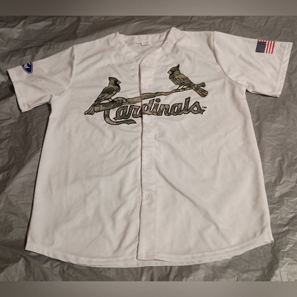 St. Louis Cardinals SGA Jersey XL Camo Button Up Military Flag, Ford Sizez XL